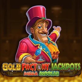Gold Factory Jackpots Mega Moolah slot logo by Aurum Signature Studios at iDEAL Casino